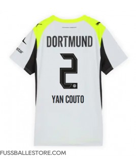 Günstige Borussia Dortmund Yan Couto #2 Auswärtstrikot Damen 2025-26 Kurzarm Günstige Borussia Dortmund Yan Couto #2 Auswärtstrikot Damen 2025-26 Kurzarm